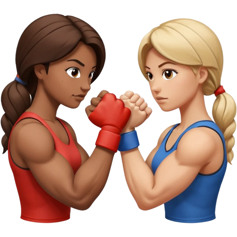2 women superheroes arm wrestling each other emoji