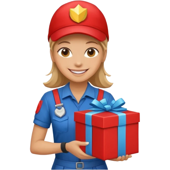 woman courier holding gift box emoji