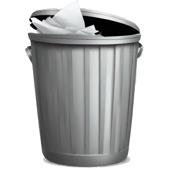 trash bin with paper emoji
