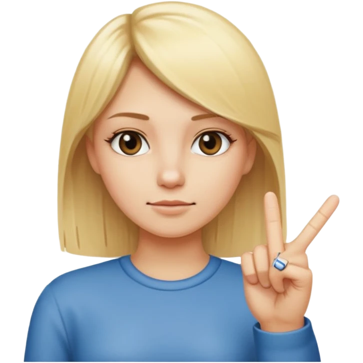 Create a blonde straight haired girl with a middle finger  emoji