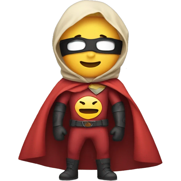 smiley emoji wearing hero cape emoji