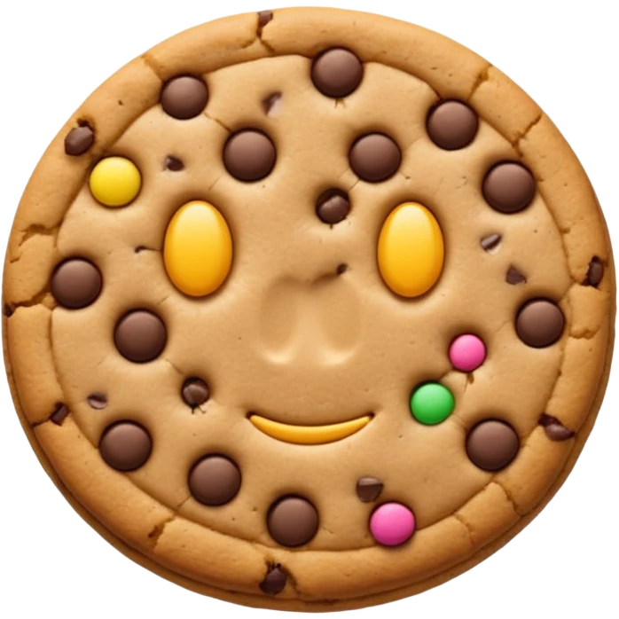 Emoji style chocolate chip cookie, clean lines, simple design emoji
