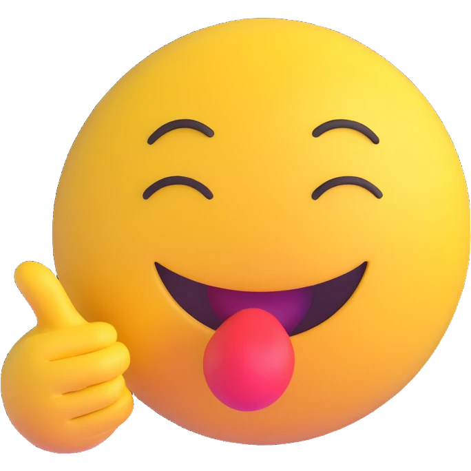 3D smiley emoji, round shape, blowing a kiss face, with the text "puszi" emoji