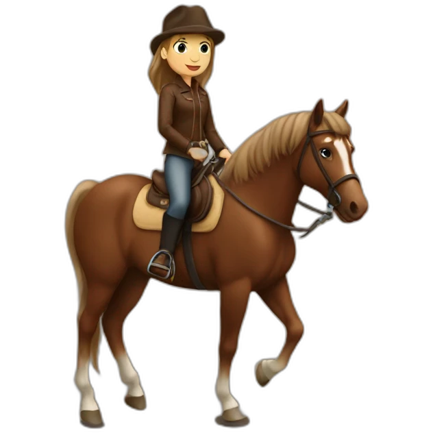 girl horse rider on a brown horse emoji