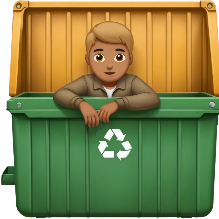A man sat in a dumpster  emoji