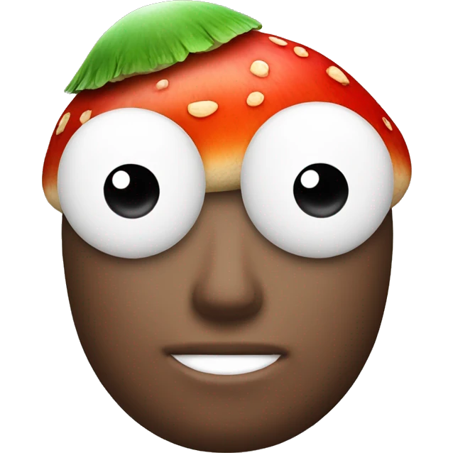 face with a red mushroom on the head emoji