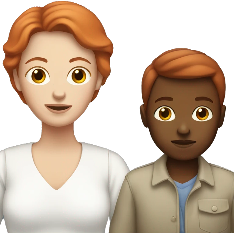 White mom holding red head boy emoji