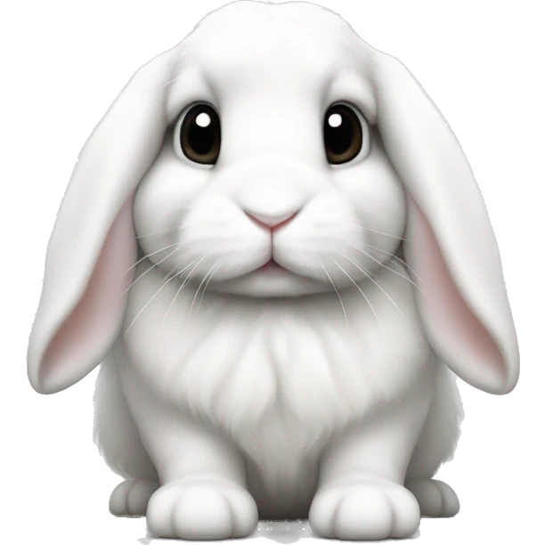 White holland lop rabbit with black spots and a white nose emoji