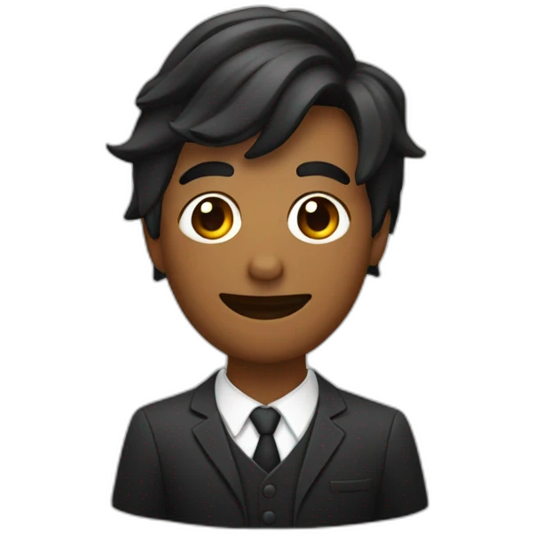 Chico con traje negro y calabaza en la cabeza emoji