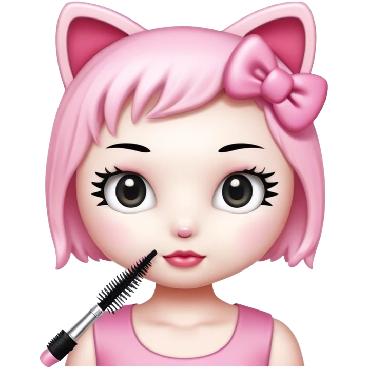  hello Kitty with an eyelash mascara spoolie emoji