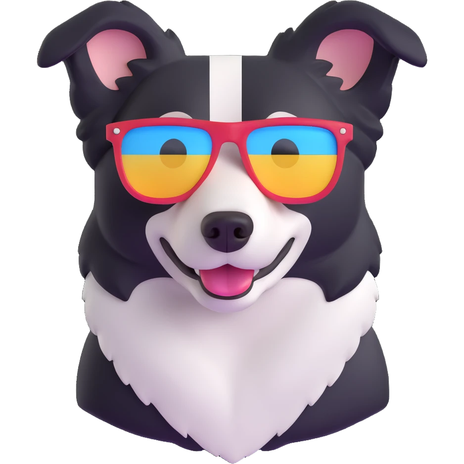 border collie wearing sunglasses emoji