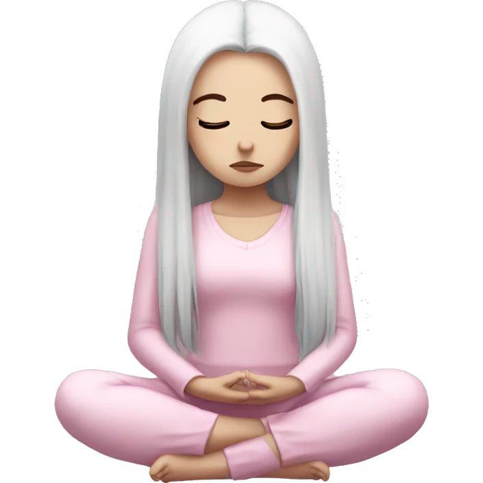 cute goth girl meditating wearing pale pink emoji