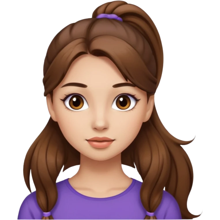 pretty girl brown long hair makeup ponytail emoji