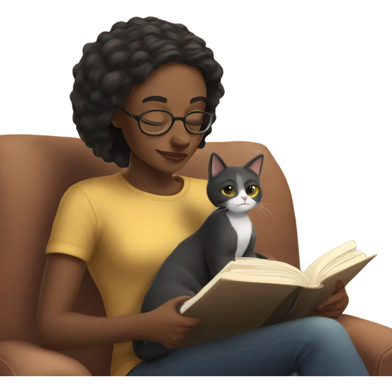Reading with my cat emoji