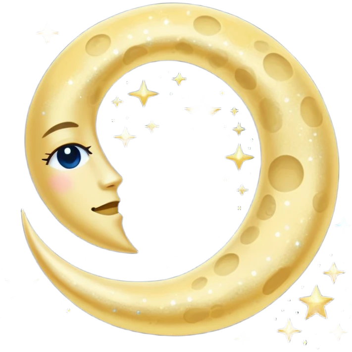 Glitter cian moon emoji