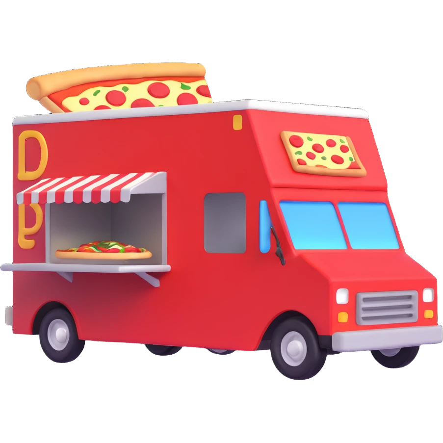 generate me a 3D pizza food truck emoji