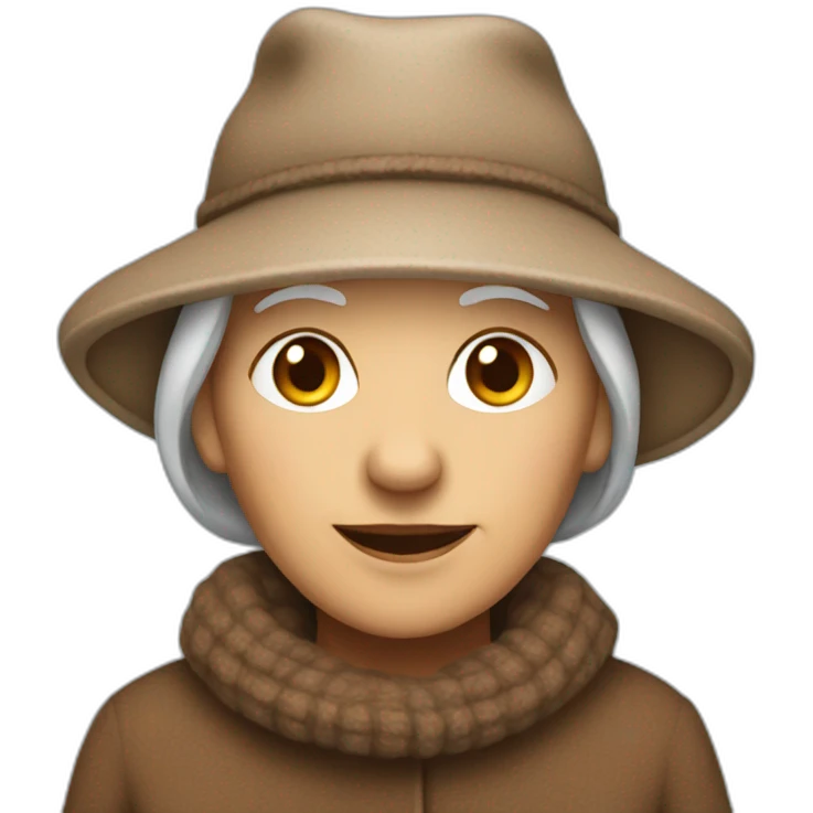 Old Woman with brown clothes and woolen hat emoji