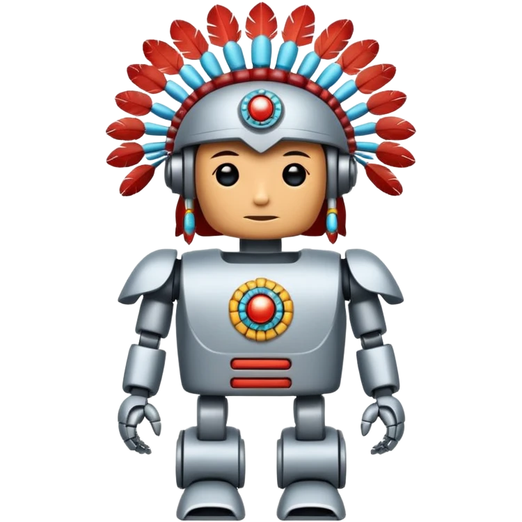 Full Robotic figure wearing native American regalia emoji