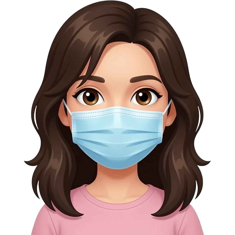 brunette girl doing a masq emoji