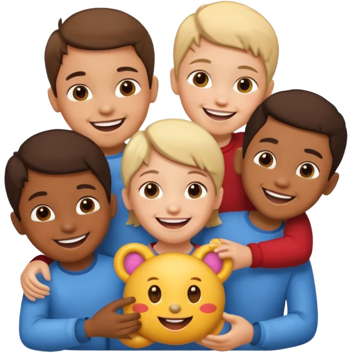 enfants qui partagent un jouet emoji