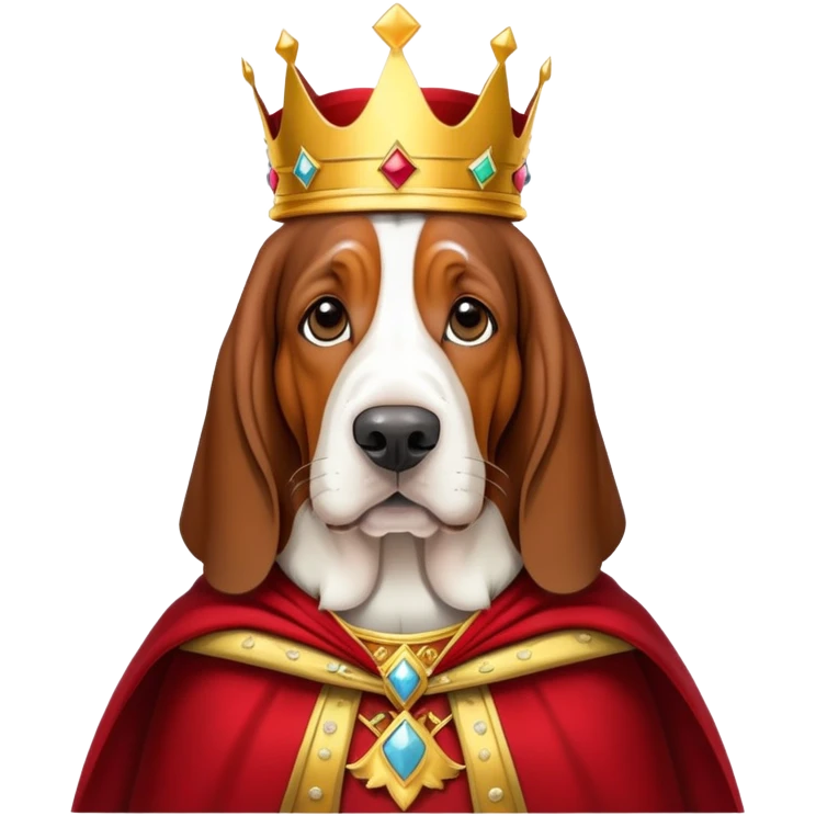 Basset Hound dressed as a king emoji