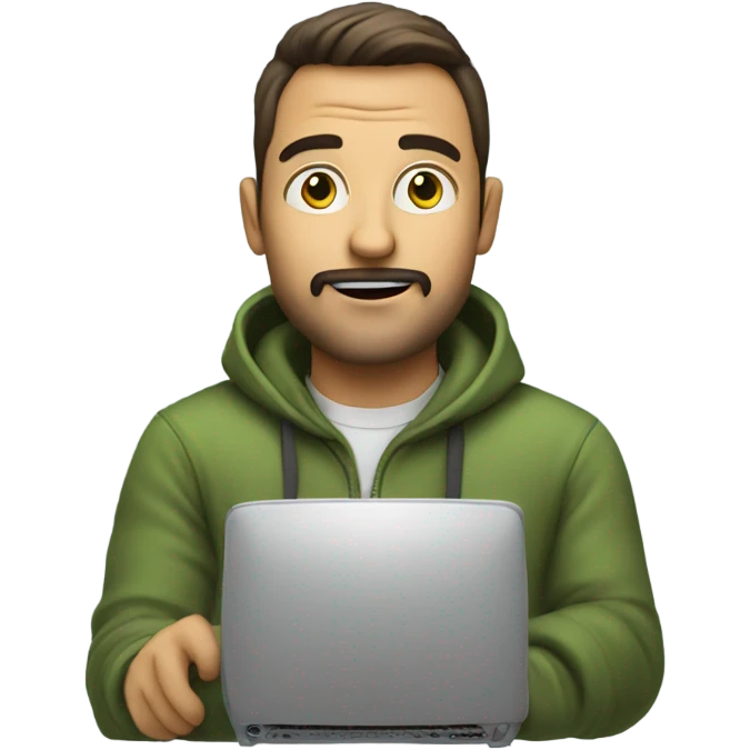 A guy coding on a big tv screen emoji