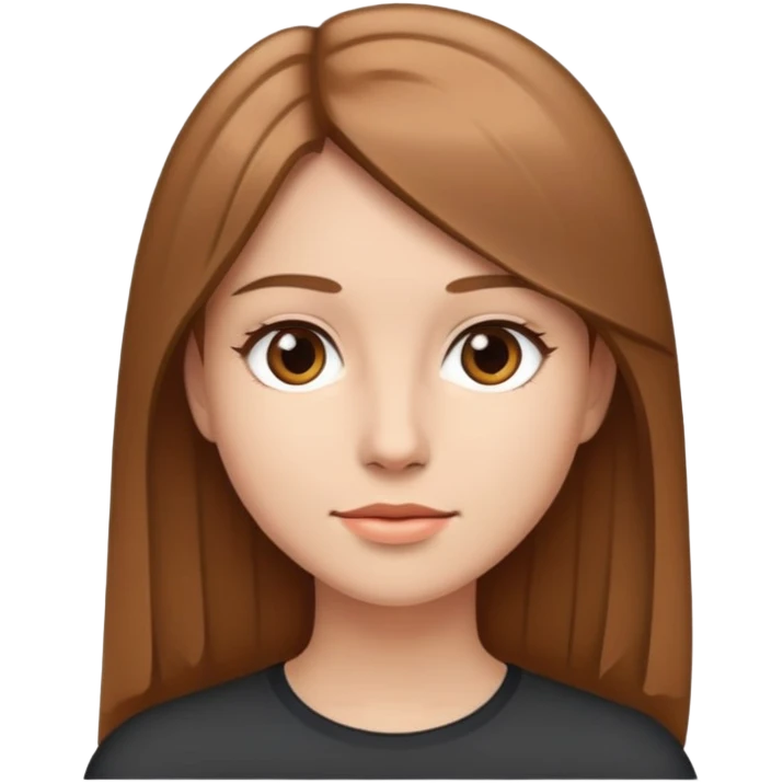 Uma mulher jovem com cabelo castanho claro, liso e pele clara.  emoji