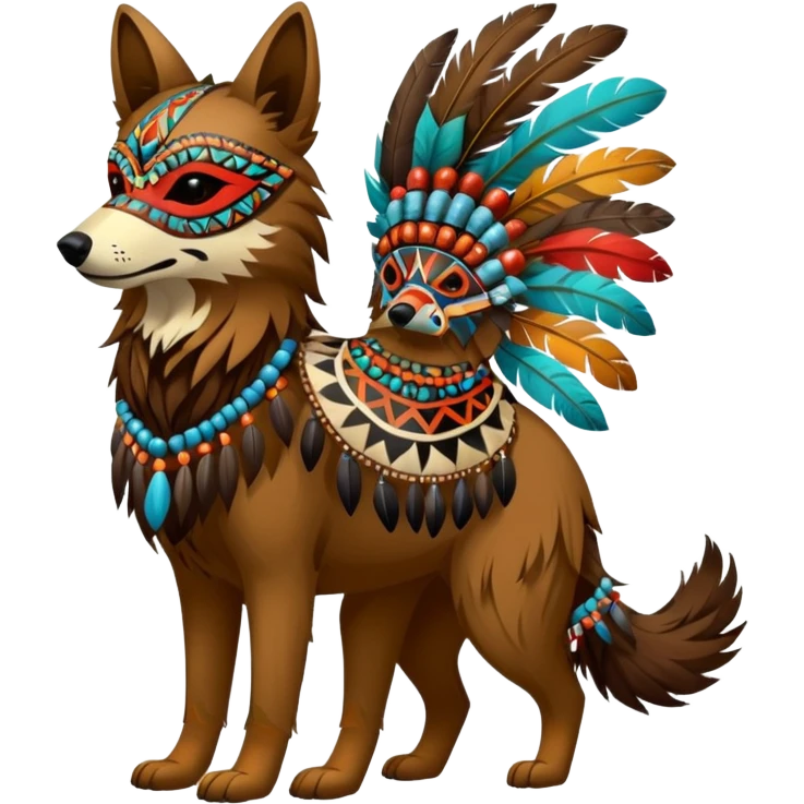 Shamanic Tribal Feathery Beaded All Dressed Up Colorful Patterned Marked Wild Feral Natural Realistic Canine (full body) emoji