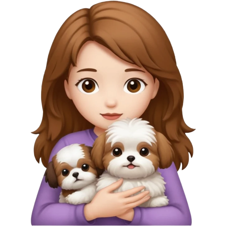 Girl holding shitzu emoji