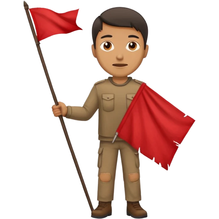 man holding a red flag emoji