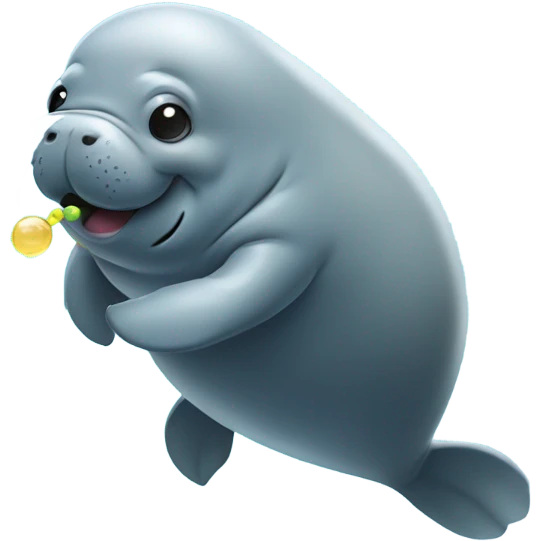A manatee blowing bubbles and dancing  emoji