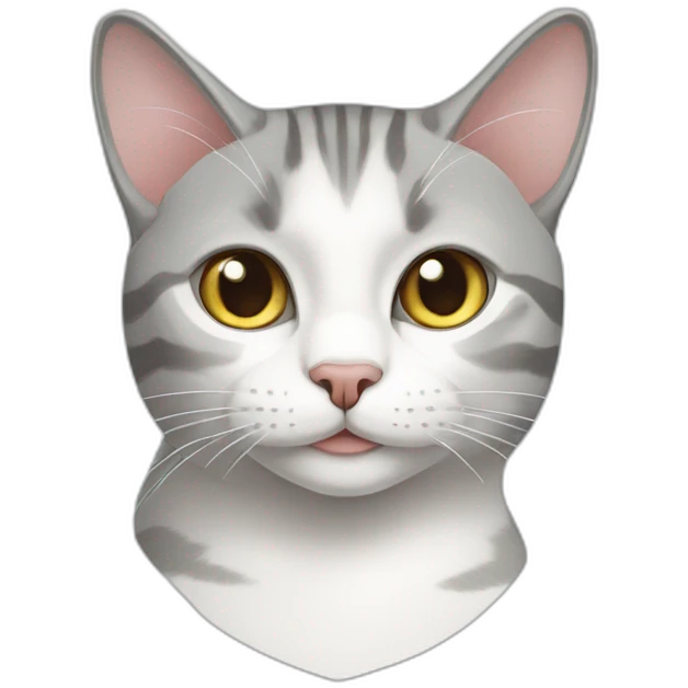 Grey asymmetrical and white tabby european cat emoji