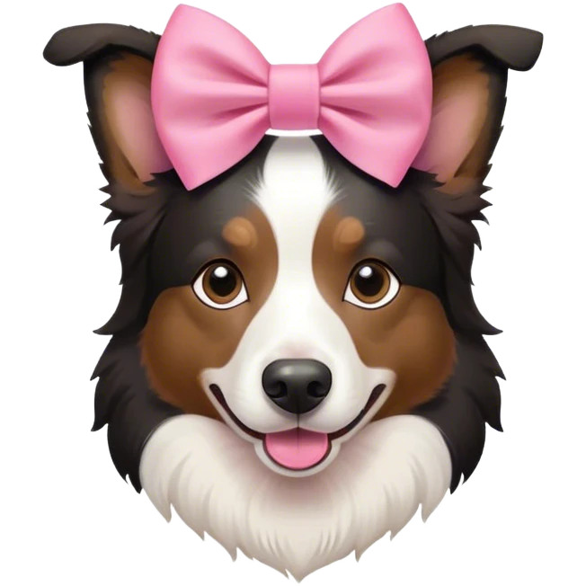 border collie dog with pink bow emoji