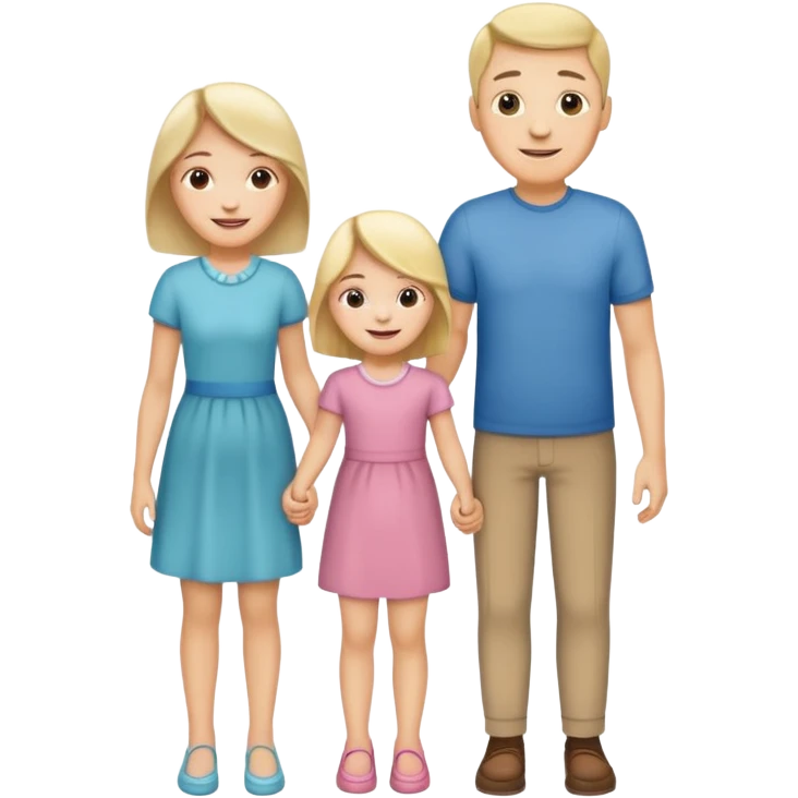 cute family, parents holding hands with 2 children emoji