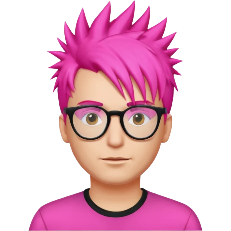 Man with neon pink spiky hair and glasses emoji
