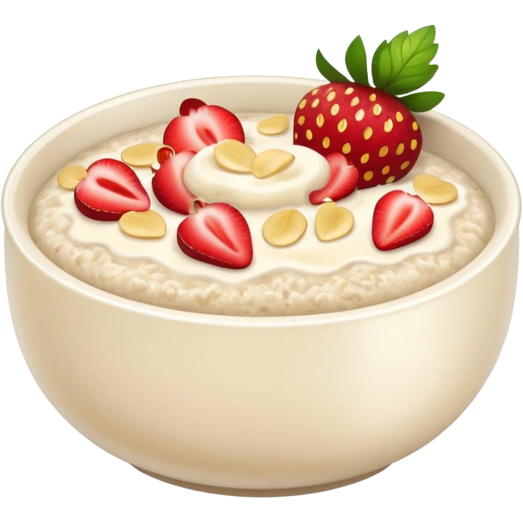 A bowl of porridge with strawberries  emoji