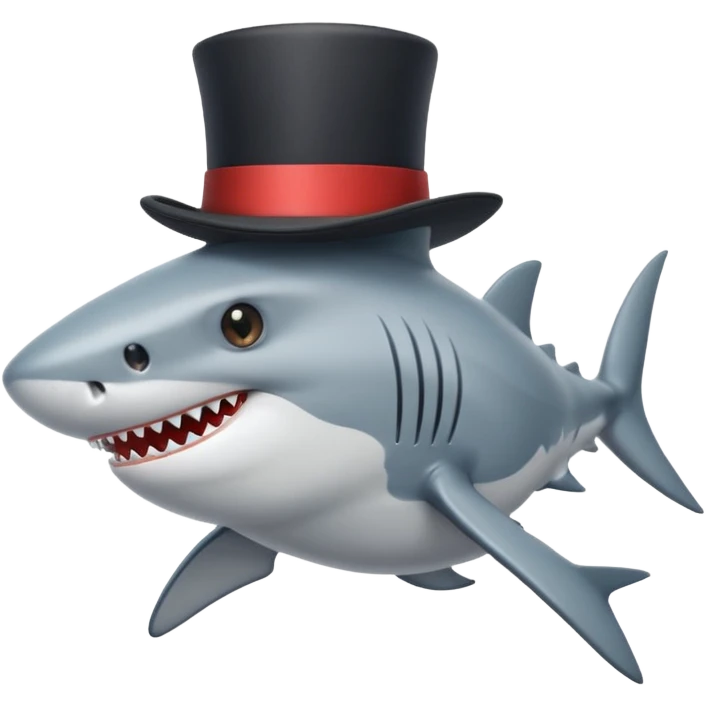 Shark with a top hat emoji