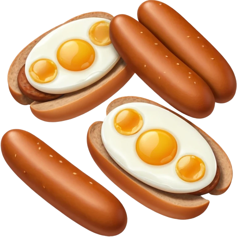 Two boiled eggs and two breakfast sausage restaurant style emoji