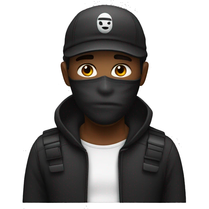 Robber emoji with black and white prison uniform emoji