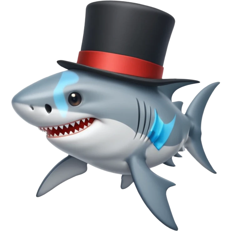 Shark with a top hat emoji