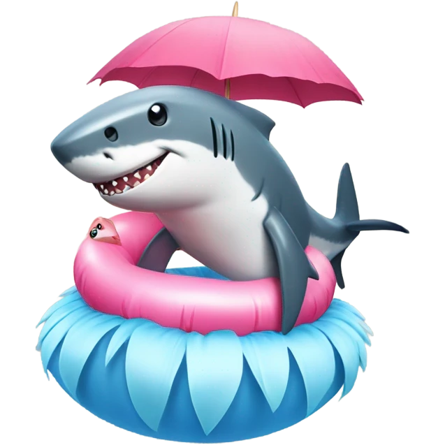 Shark with a flamingo floaty emoji
