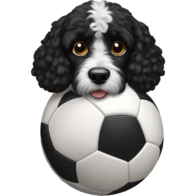 black cockapoo playing football emoji