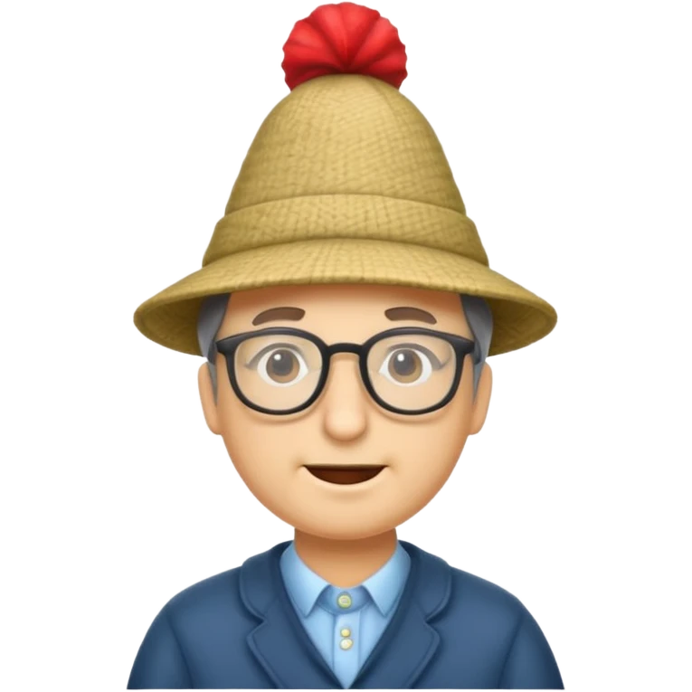 Man with glasses wearing a tall funny hat. emoji