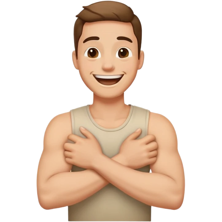 arms crossing holding neck laughing guy emoji