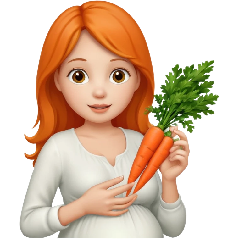 pregnant woman with wedding ring eating carrots emoji
