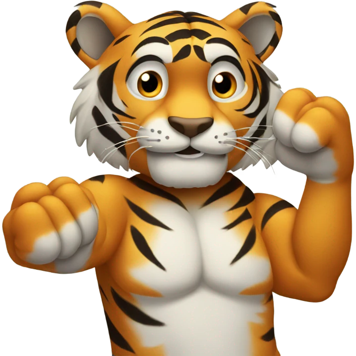 Tiger holding up hand making a claw emoji