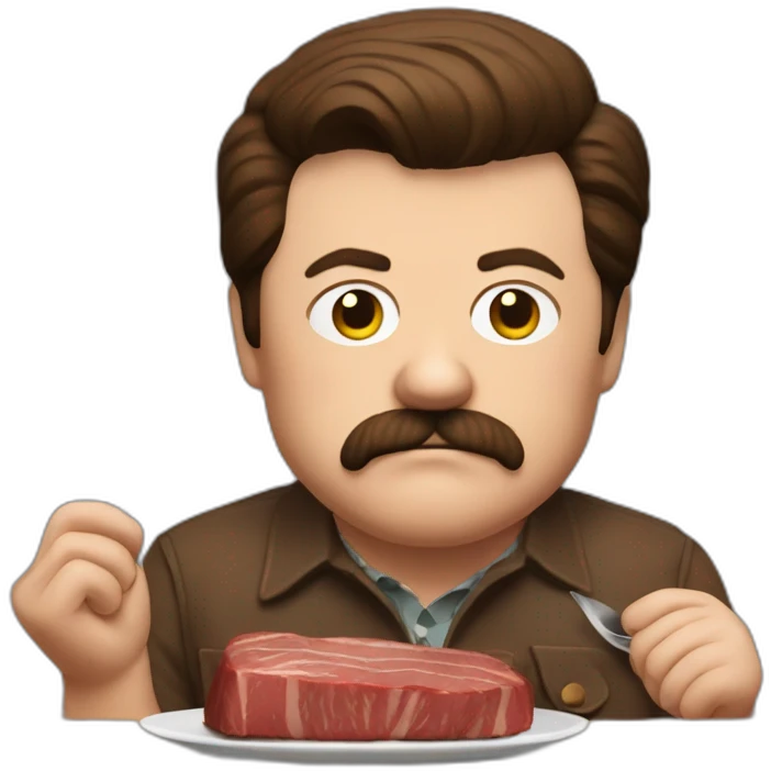 ron swanson eating steak emoji