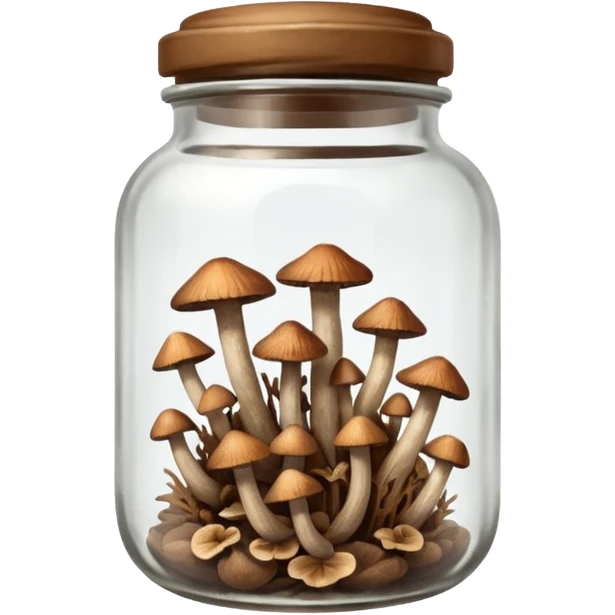 Tiny dried mushrooms in a jar emoji