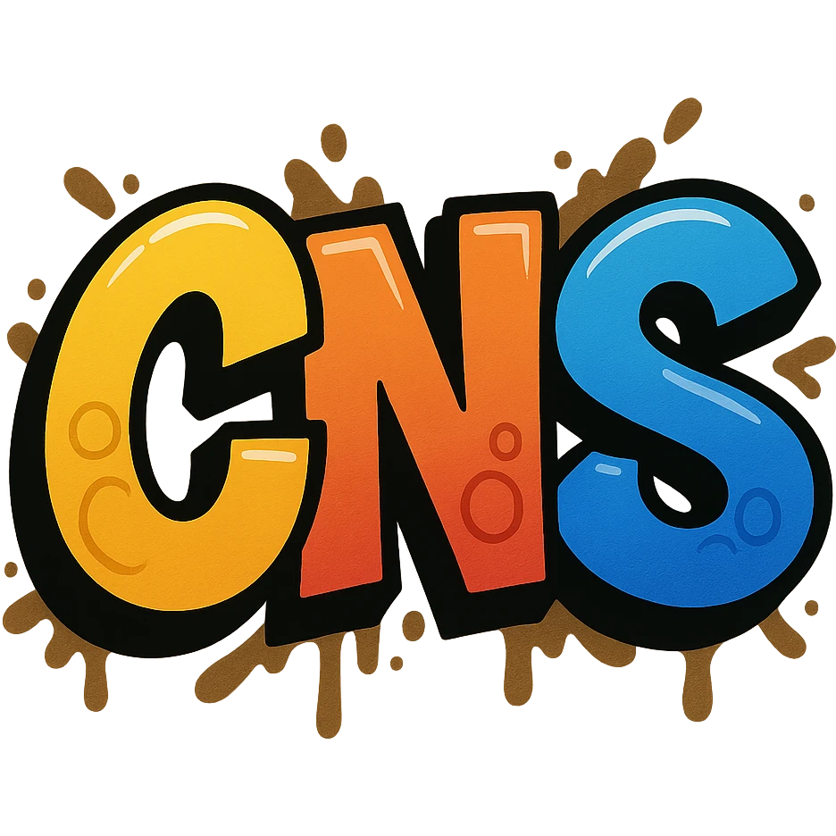 Сделай граффити с надписью "CNS" в стиле emoji iOS без фона emoji