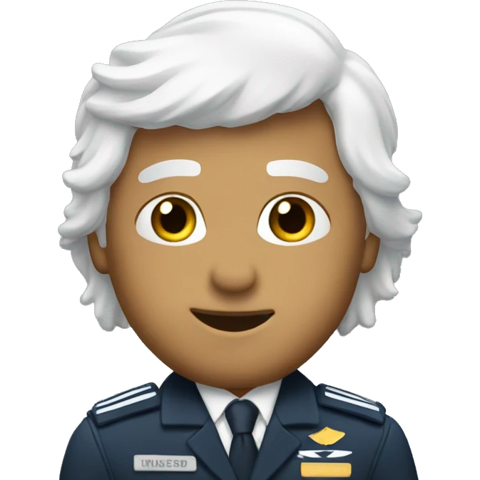 Pilot with whte hair waving hello emoji